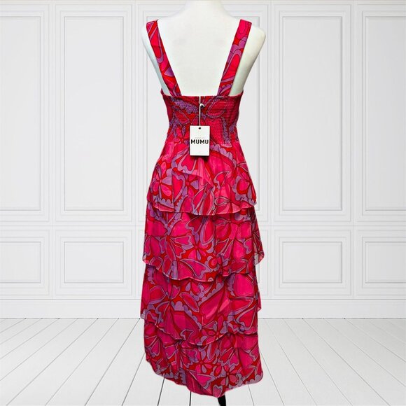 Show Me Your MuMu Cosmopolitan Candy Hearts Midi Dress Sleeveless Tiered Maxi XS - Picture 7 of 13